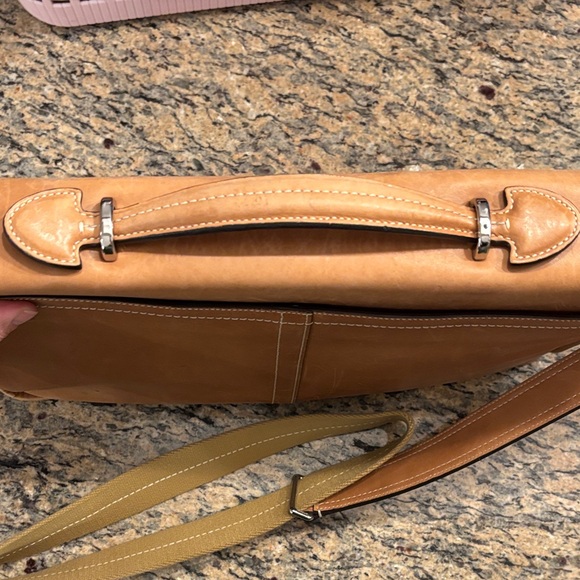 Vintage Coach Tan Leather Briefcase Messenger Bag Turnlock Laptop Bag - Picture 9 of 12
